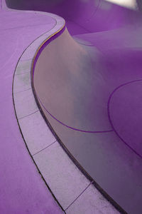 Old purple skatepark on the street, skate court structure