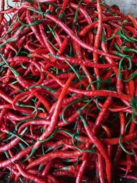 Full frame shot of red chili peppers for sale