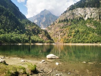 View of the antrona lake, italy