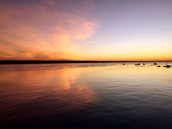 Scenic view of sea at sunset