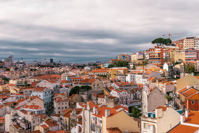 High angle view of townscape against sky