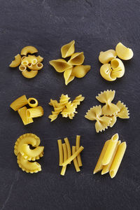 Various pasta on slate