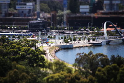 Scenic view of river in city