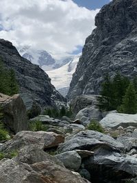 Scenic view of rocky mountains against sky