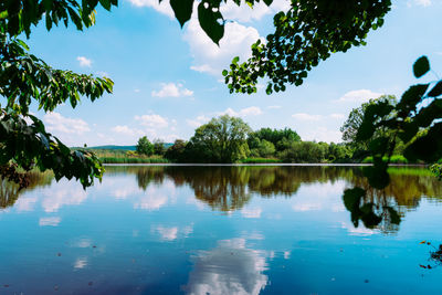 Scenic view of lake against sky