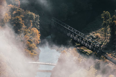 High angle view of bridge over river against sky