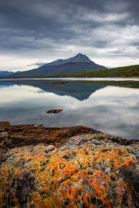 Scenic view of lake against sky