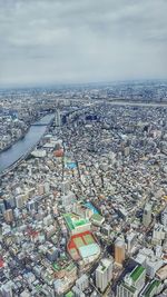 High angle view of cityscape against sky