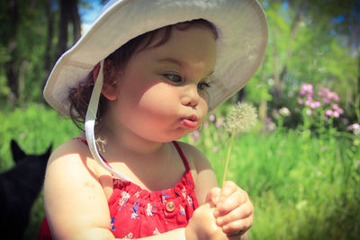 Close-up portrait of cute girl