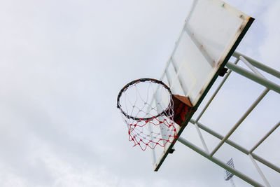 Low angle view of basketball hoop against sky