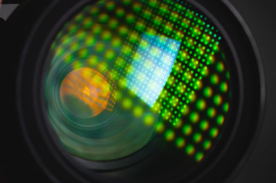 Close-up of illuminated camera