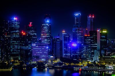 Illuminated singapore at night