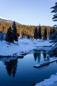 Scenic view of frozen lake against sky during winter