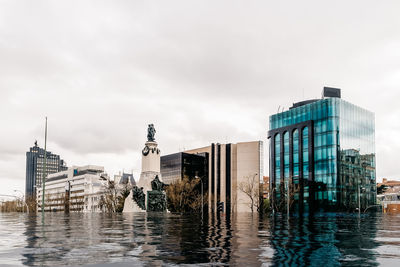 Flooding in madrid. fictional water describing the effects of global warming