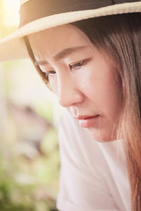 Close-up portrait of a beautiful young woman