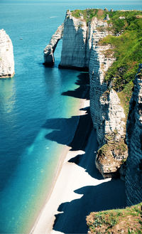 High angle view of rocks on beach