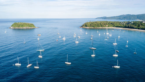 High angle view of sea against sky