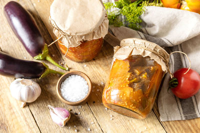 Close-up of food on table