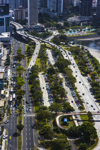 High angle view of city street