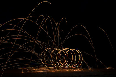 Light painting of firework display at night