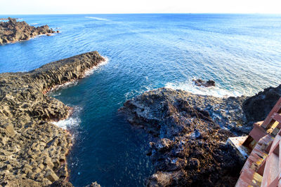 High angle view of sea against sky