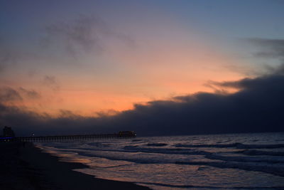 Scenic view of sea against sky at sunset