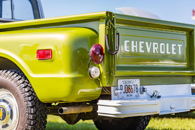 Close-up of yellow vintage car