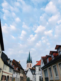 Low angle view of buildings against sky