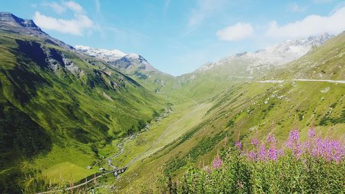 Scenic view of mountains against sky