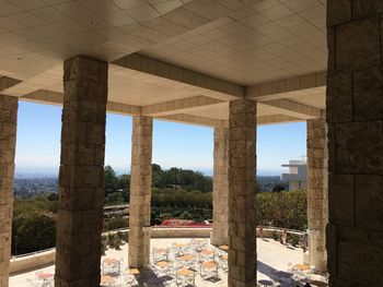 Interior of bridge against sky