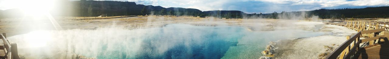 Panoramic view of river against sky