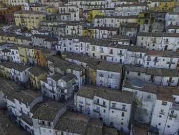 High angle view of buildings in city