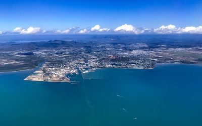 Aerial view of sea against sky