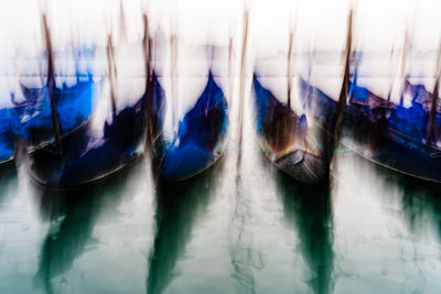 View of boats moored in sea