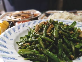 Close-up of served food in plate