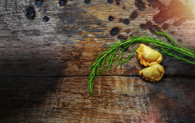 High angle view of vegetables on table