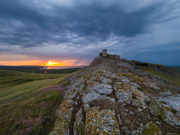 Scenic view of castle against sky during sunset