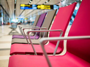 Close-up of empty chairs