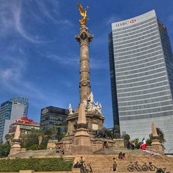 Low angle view of statue in city