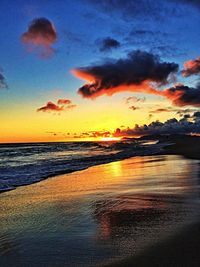 Scenic view of sea at sunset