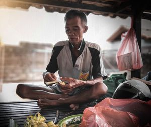 Grandfather sitting