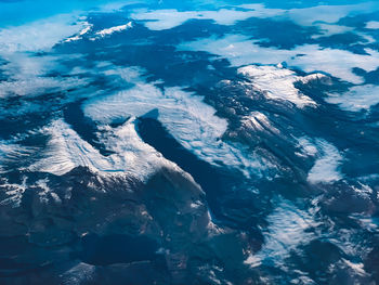 High angle view of mountains during winter