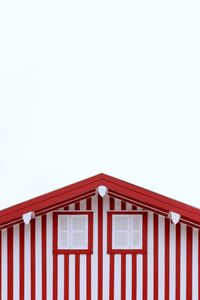 Red house against clear sky