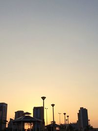 Low angle view of silhouette buildings against sky during sunset