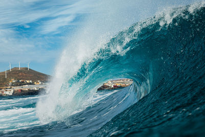 Water splashing in sea