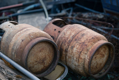 Abandoned cylinders on cart