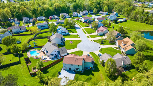 High angle view of townscape