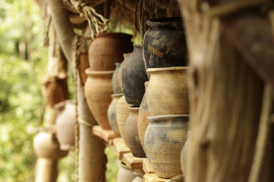 Pots on shelves at workshop