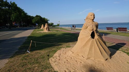 Sand sculptures at beach