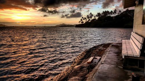 Scenic view of sea at sunset